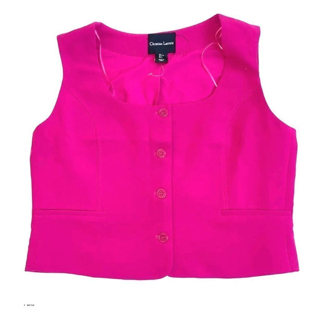 Christian Lacroix NWT/NWOT Dopamine Office Vest Blouse Top Hot Pink Lagenlook L